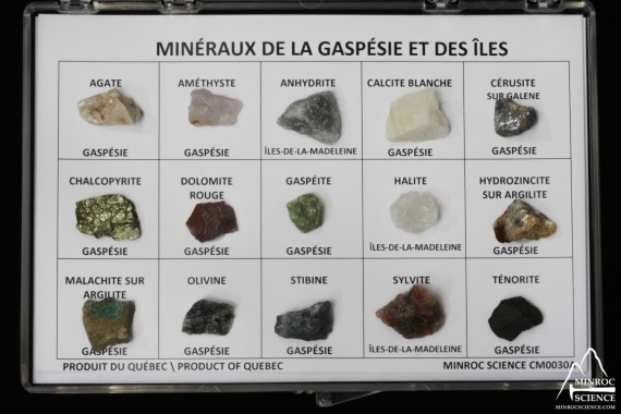 Coffret de 15 minéraux de la Gaspésie et des Îles